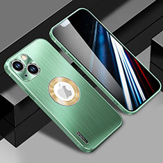 Custodia Lusso Alluminio e Silicone Laterale Cover con Mag-Safe Magnetic JL1 per Apple iPhone 14 Plus Verde