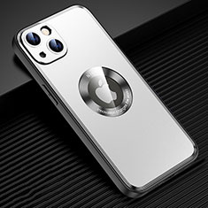 Custodia Lusso Alluminio e Silicone Laterale Cover con Mag-Safe Magnetic JL2 per Apple iPhone 13 Argento