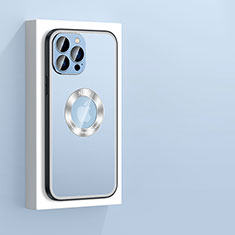 Custodia Lusso Alluminio e Silicone Laterale Cover con Mag-Safe Magnetic JL4 per Apple iPhone 13 Pro Blu