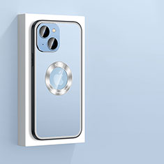 Custodia Lusso Alluminio e Silicone Laterale Cover con Mag-Safe Magnetic JL4 per Apple iPhone 14 Blu