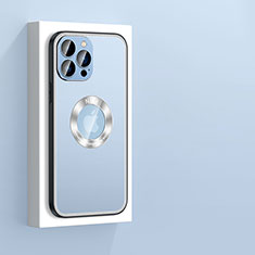 Custodia Lusso Alluminio e Silicone Laterale Cover con Mag-Safe Magnetic JL4 per Apple iPhone 15 Pro Blu