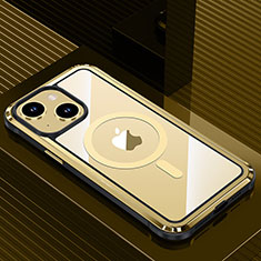 Custodia Lusso Alluminio e Silicone Laterale Cover con Mag-Safe Magnetic QC1 per Apple iPhone 13 Oro