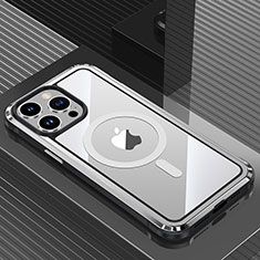 Custodia Lusso Alluminio e Silicone Laterale Cover con Mag-Safe Magnetic QC1 per Apple iPhone 13 Pro Max Argento