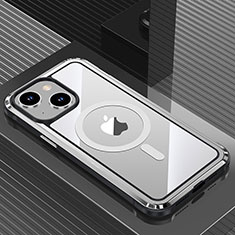 Custodia Lusso Alluminio e Silicone Laterale Cover con Mag-Safe Magnetic QC1 per Apple iPhone 14 Argento