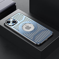 Custodia Lusso Alluminio e Silicone Laterale Cover con Mag-Safe Magnetic TX1 per Apple iPhone 14 Blu
