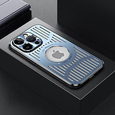 Custodia Lusso Alluminio e Silicone Laterale Cover con Mag-Safe Magnetic TX1 per Apple iPhone 14 Pro Blu