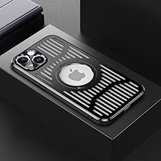 Custodia Lusso Alluminio e Silicone Laterale Cover con Mag-Safe Magnetic TX1 per Apple iPhone 15 Nero