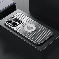 Custodia Lusso Alluminio e Silicone Laterale Cover con Mag-Safe Magnetic TX1 per Apple iPhone 15 Pro Argento