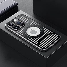 Custodia Lusso Alluminio e Silicone Laterale Cover con Mag-Safe Magnetic TX1 per Apple iPhone 15 Pro Max Nero