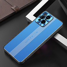 Custodia Lusso Alluminio e Silicone Laterale Cover J01 per Oppo Find X3 Pro 5G Blu