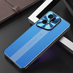 Custodia Lusso Alluminio e Silicone Laterale Cover J01 per Oppo Find X5 Pro 5G Blu