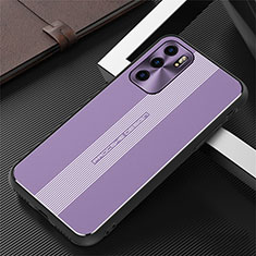 Custodia Lusso Alluminio e Silicone Laterale Cover J02 per Oppo Reno6 Pro 5G India Viola