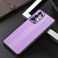 Custodia Lusso Alluminio e Silicone Laterale Cover J02 per Oppo Reno6 Pro+ Plus 5G Viola