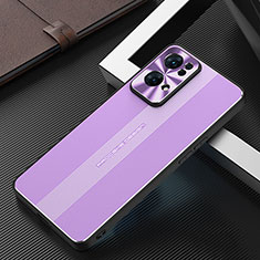 Custodia Lusso Alluminio e Silicone Laterale Cover J02 per Oppo Reno7 Pro 5G Viola