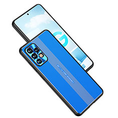 Custodia Lusso Alluminio e Silicone Laterale Cover JL1 per Samsung Galaxy A52s 5G Blu