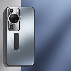Custodia Lusso Alluminio e Silicone Laterale Cover JL2 per Huawei P60 Blu