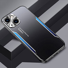 Custodia Lusso Alluminio e Silicone Laterale Cover JL3 per Apple iPhone 15 Plus Blu