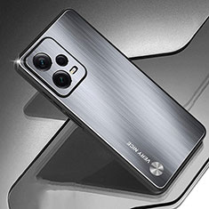 Custodia Lusso Alluminio e Silicone Laterale Cover JS1 per Xiaomi Redmi Note 12 5G Argento