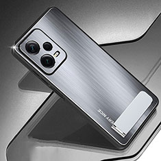 Custodia Lusso Alluminio e Silicone Laterale Cover JS2 per Xiaomi Redmi Note 12 5G Argento