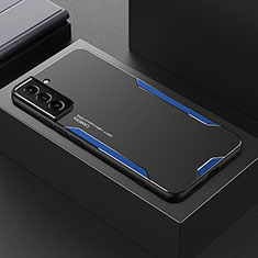 Custodia Lusso Alluminio e Silicone Laterale Cover M01 per Samsung Galaxy S21 FE 5G Blu