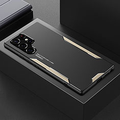 Custodia Lusso Alluminio e Silicone Laterale Cover M01 per Samsung Galaxy S23 Ultra 5G Oro