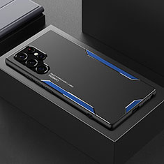 Custodia Lusso Alluminio e Silicone Laterale Cover M01 per Samsung Galaxy S24 Ultra 5G Blu
