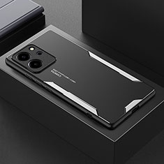 Custodia Lusso Alluminio e Silicone Laterale Cover PB1 per Huawei Honor 80 SE 5G Argento