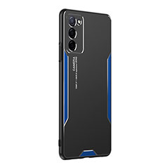 Custodia Lusso Alluminio e Silicone Laterale Cover PB1 per Oppo A53s 5G Blu