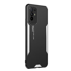 Custodia Lusso Alluminio e Silicone Laterale Cover PB1 per Oppo F19 Pro+ Plus 5G Argento