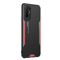 Custodia Lusso Alluminio e Silicone Laterale Cover PB1 per Oppo F19 Pro+ Plus 5G Rosso