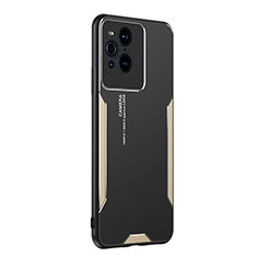 Custodia Lusso Alluminio e Silicone Laterale Cover PB1 per Oppo Find X3 Pro 5G Oro