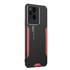 Custodia Lusso Alluminio e Silicone Laterale Cover PB1 per Oppo Find X3 Pro 5G Rosso