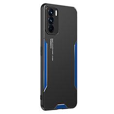 Custodia Lusso Alluminio e Silicone Laterale Cover PB1 per Oppo K9 Pro 5G Blu