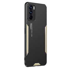 Custodia Lusso Alluminio e Silicone Laterale Cover PB1 per Oppo K9 Pro 5G Oro