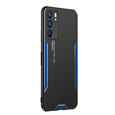 Custodia Lusso Alluminio e Silicone Laterale Cover PB1 per Oppo Reno6 5G Blu