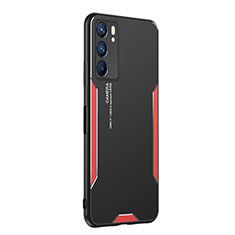 Custodia Lusso Alluminio e Silicone Laterale Cover PB1 per Oppo Reno6 5G Rosso