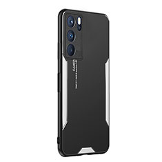 Custodia Lusso Alluminio e Silicone Laterale Cover PB1 per Oppo Reno6 Pro 5G India Argento