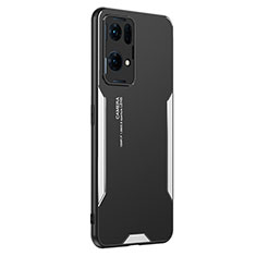 Custodia Lusso Alluminio e Silicone Laterale Cover PB1 per Oppo Reno7 Pro 5G Argento