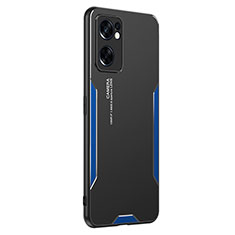 Custodia Lusso Alluminio e Silicone Laterale Cover PB1 per Oppo Reno7 SE 5G Blu