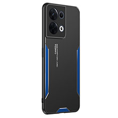 Custodia Lusso Alluminio e Silicone Laterale Cover PB1 per Oppo Reno8 5G Blu