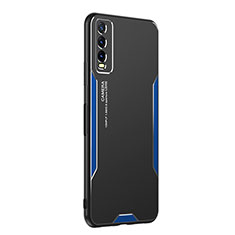 Custodia Lusso Alluminio e Silicone Laterale Cover PB1 per Vivo Y11s Blu