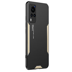 Custodia Lusso Alluminio e Silicone Laterale Cover PB2 per Vivo X60 Pro 5G Oro