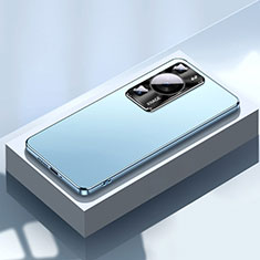 Custodia Lusso Alluminio e Silicone Laterale Cover per Huawei P60 Pro Blu