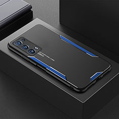 Custodia Lusso Alluminio e Silicone Laterale Cover per Oppo Reno6 Pro 5G Blu