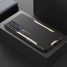 Custodia Lusso Alluminio e Silicone Laterale Cover per Oppo Reno6 Pro+ Plus 5G Oro