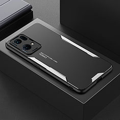 Custodia Lusso Alluminio e Silicone Laterale Cover per Oppo Reno7 Pro 5G Argento