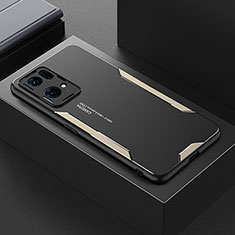 Custodia Lusso Alluminio e Silicone Laterale Cover per Oppo Reno7 Pro 5G Oro