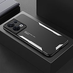 Custodia Lusso Alluminio e Silicone Laterale Cover per Oppo Reno8 5G Argento