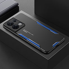 Custodia Lusso Alluminio e Silicone Laterale Cover per Oppo Reno9 5G Blu