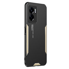 Custodia Lusso Alluminio e Silicone Laterale Cover per Realme Narzo 50 5G Oro